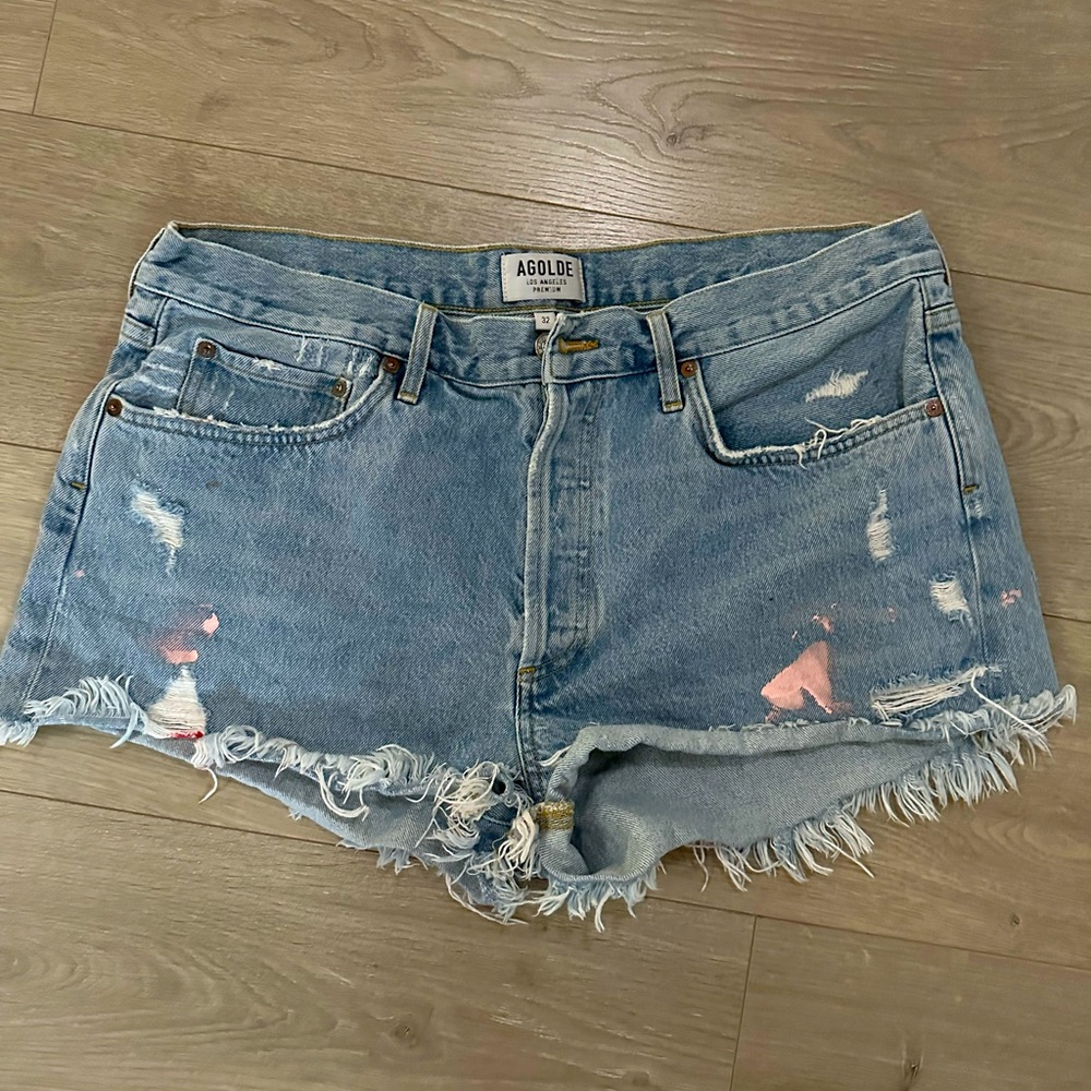 AGOLDE Parker Vintage Cutoffs - paint splatter